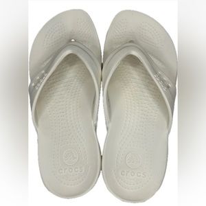 Crocs Women's Sandals - Kadee  Thong Flip Flops White Size 5